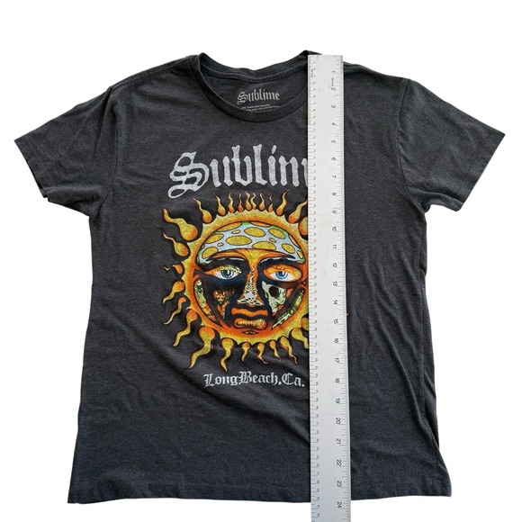 Sublime Sun Face Graphic T-Shirt Long Beach 90s Skater Tee Charcoal Gray Men's S - Picture 8 of 8